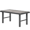 Outdoor Side Table with SPC Woodgrain Tabletop, Metal Patio Coffee Table for Outside Garden, Distressed Grey