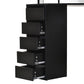 Corner Vanity Desk with Mirror, Makeup Vanity Table with 5 Drawers and Open Shelves, Dressing Table with 3-piece Mirror for Bedroom, Black