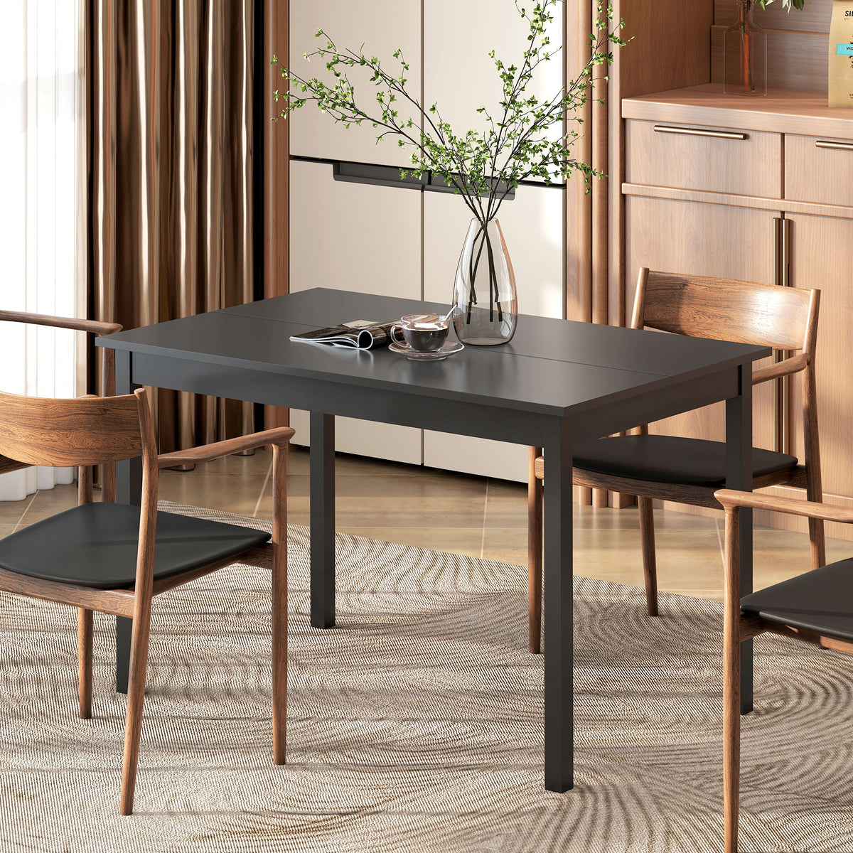 47" x 30" Dining Table, Farmhouse Dining Room Table with Pine Wood Frame, Space Saving Kitchen Table, Black