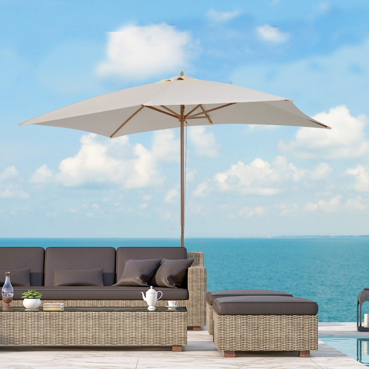 Patio Umbrella Market Patio Sun Umbrella Rectangle Cream White