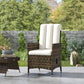 Wicker Outdoor Recliner Chair, Wicker Reclining Patio Chair with Adjustable Backrest and Cushion, Cream White