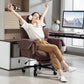 Reclining Executive Computer Desk Chair, Ergonomic Office Chair with Footrest and Thickly Padded, Coffee