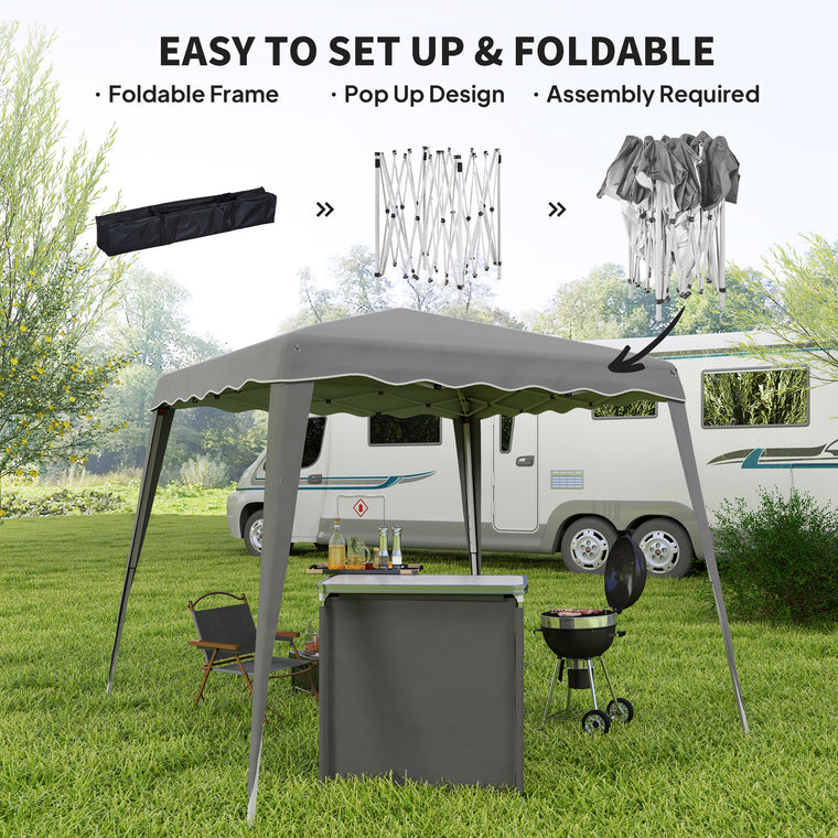 8' x 8' Grey Foldable Pop-Up Canopy Tent with Carrying Bag