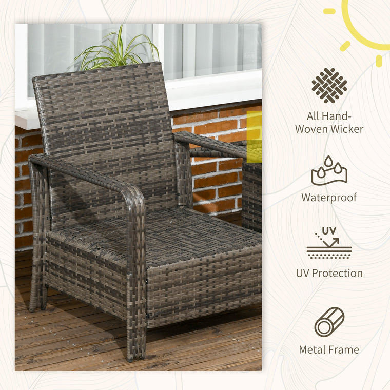 3-Piece Rattan Bistro Set with Storage Coffee Table - Beige