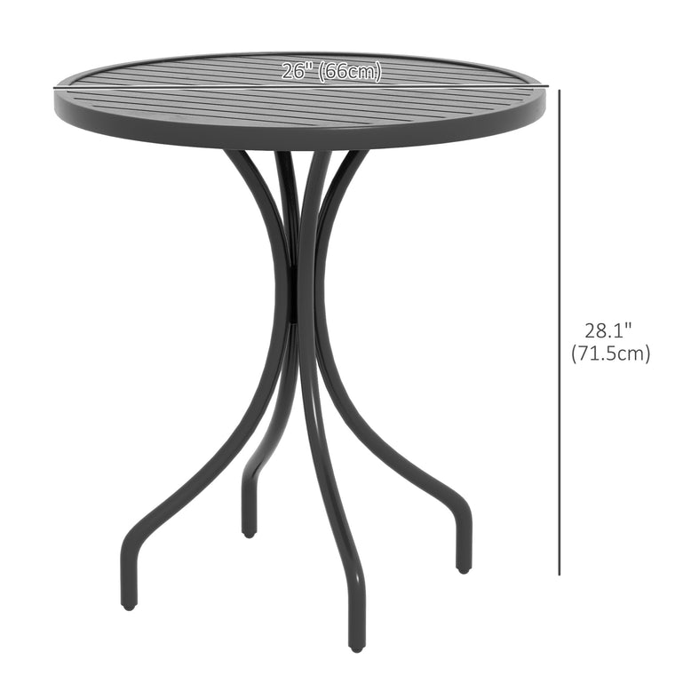 26" Round Patio Side Table with Steel Frame