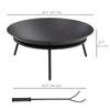 Fire Pit with Poker, Garden Fire Brazier Patio Heater Log Wood Burner for Outdoor Camping Bonfire, Black