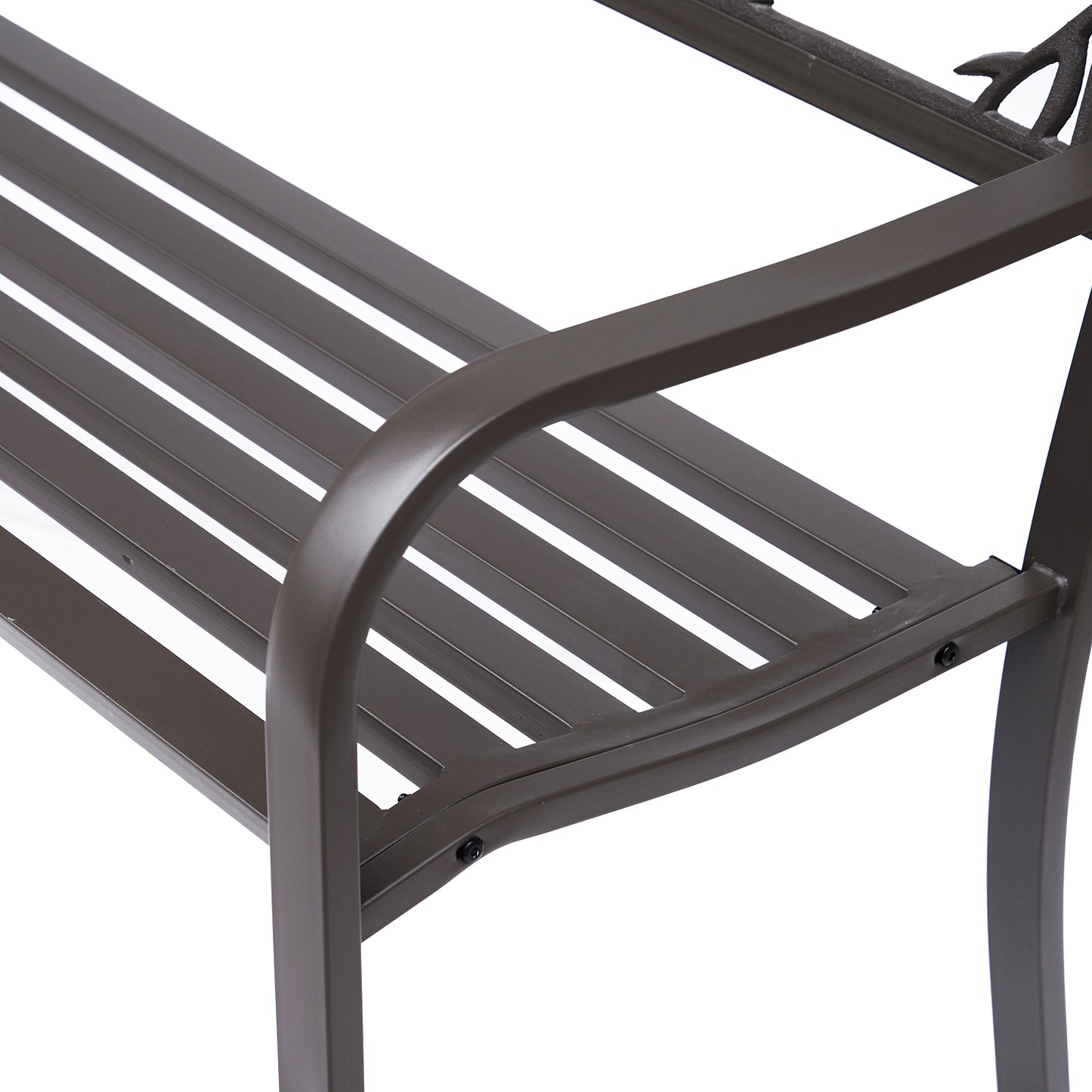 50" Garden Bench Outdoor Loveseat with Vintage Bird Pattern Cast Metal