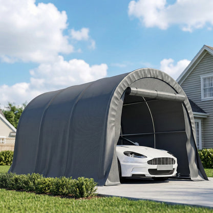10' x 15' Dark Grey Heavy Duty Carport with Galvanized Frame