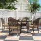 7 Pieces Outdoor Dining Set for 6, Aluminum Patio Table and Chairs Furniture Set with Umbrella Hole, Cushions, Bronze