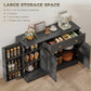 Sideboard Buffet Cabinet, Farmhouse Coffee Bar Cabinet with Door Shelves, Adjustable Shelves, Drawer, Barn Doors, Black