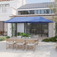 15ft Double-sided Patio Umbrella with Twin Canopy, Extra Large Outdoor Parasol with Crank for Pool, Deck, Market, Blue