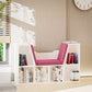 6-Cubby Bookcase with Seat Cushion, Cube Storage Shelf with Reading Nook for Home Office, Study, Pink