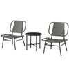 3 Piece Wicker Patio Furniture Set, Outdoor Bistro Set with Steel Table, Rattan Outdoor Conversation Furniture, Grey