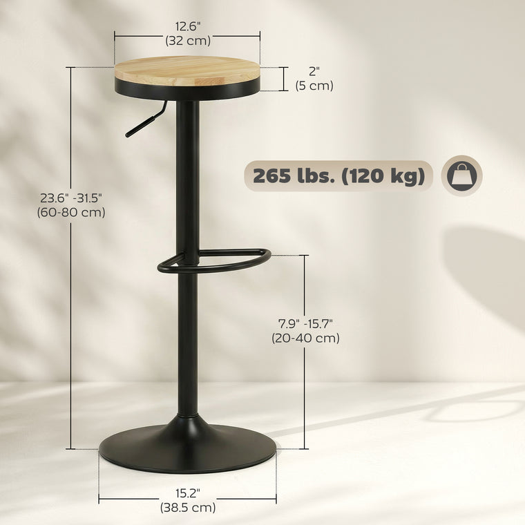 Set of 2 Swivel Wood Bar Stools