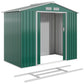 7' x 4' x 6' Garden Storage Shed Outdoor Patio Metal Tool Storage House w/ Foundation Kit and Double Doors Green