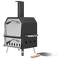 Outdoor Pizza Oven with 12" Pizza Stone, Peel, Wood Fired 2-Layer Stainless Steel Pizza Maker