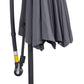 10ft Offset Patio Umbrella with Base, Garden Hanging Parasol with Crank, Banana Cantilever Umbrella Sun Shade, Grey