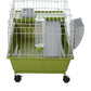 Small Animal Cage, Rolling Bunny Cage, Guinea Pig Cage with Food Dish, Water Bottle, Hay Feeder, Platform, Ramp, Green
