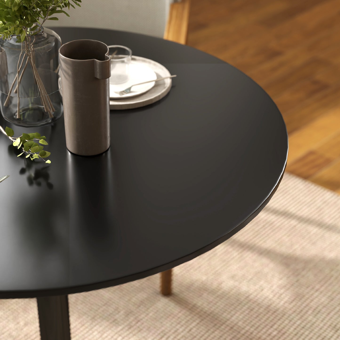 Round Dining Table for 2 with Steel Base