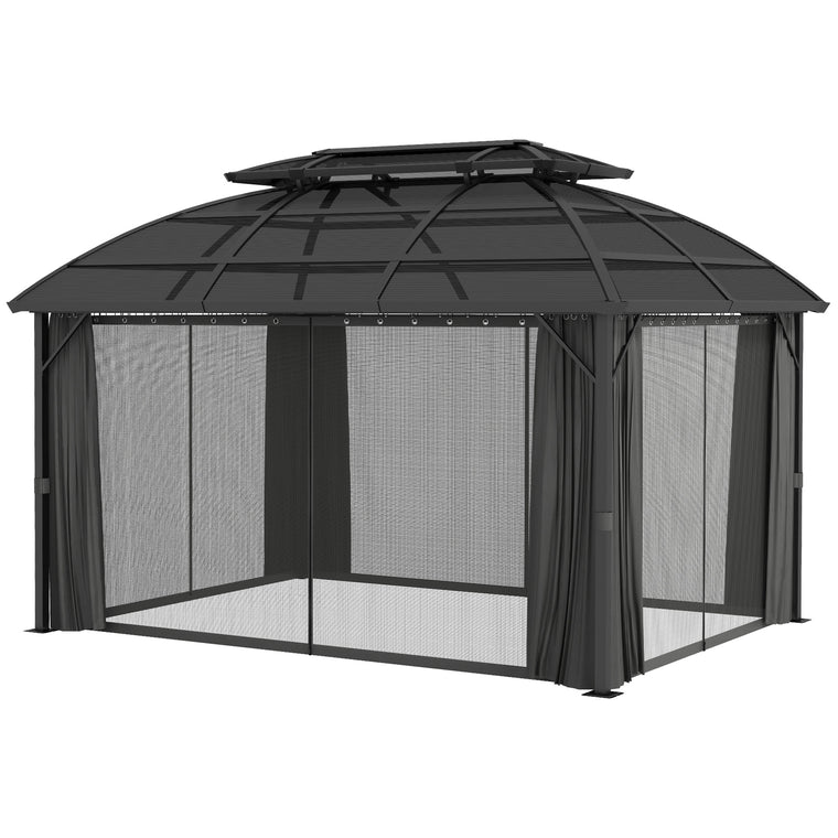13' x 10' Black Double Roof Gazebo with Aluminum Frame