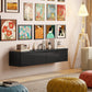 Wall Mounted TV Stand, Floating TV Cabinet with Storage, for TVs up to 70", High Gloss Effect, Black
