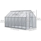 6' x 12' x 6.5' Walk-in Greenhouse, Polycarbonate Greenhouse with Adjustable Roof Vent, Base, Sliding Door, Clear