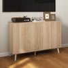 Buffet Cabinet with Storage Modern Fluted Sideboard with Adjustable Shelves Wood Legs for Dining Room Living Room Oak