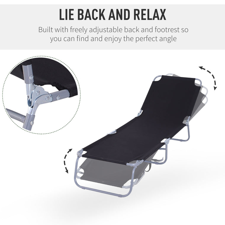 Black Folding Chaise Lounge with Mesh Fabric