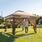 12' x 12' Foldable Pop-up Party Tent Instant Canopy Sun Shade Gazebo Shelter with Steel Frame, Khaki