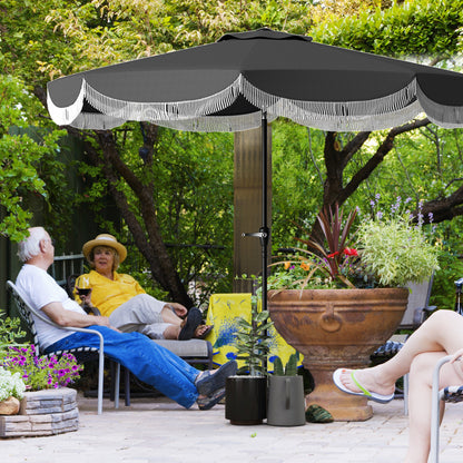 9FT Charcoal Grey Market Umbrella with Crank & Push Tilt