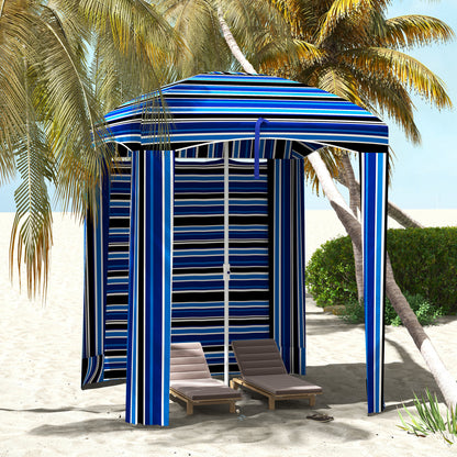 70.1" x 70.1" Blue Stripe Cabana Umbrella with Walls