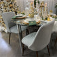 Upholstered Dining Chairs Set of 4, Velvet Accent Chair with Back and Wood-grain Steel Leg for Kitchen, Grey