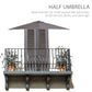 8ft Half Round Umbrella Outdoor Balcony Parasol Patio Garden Outdoor Window Sun Shade w/ 5 Ribs