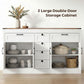 Sideboard Buffet Cabinet, 55" Farmhouse Kitchen Cabinet with 4 Barn Doors, 6 Drawers and 2 Adjustable Shelves, White