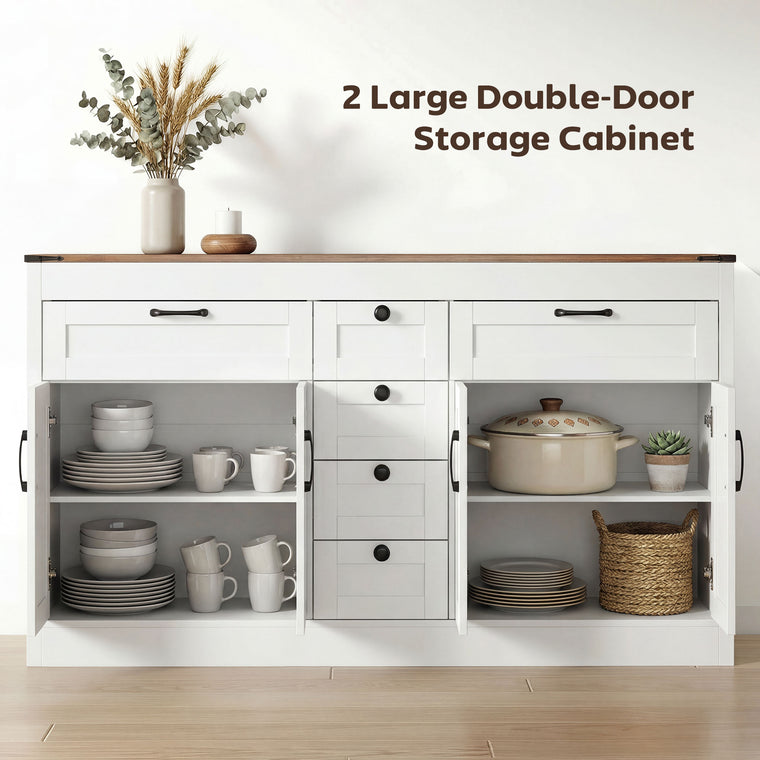55" Farmhouse Sideboard Cabinet with 4 Barn Doors
