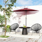 9ft Half Round Umbrella Outdoor Patio Garden Balcony Parasol Window Sun Shade w/ 5 Ribs Wine Red
