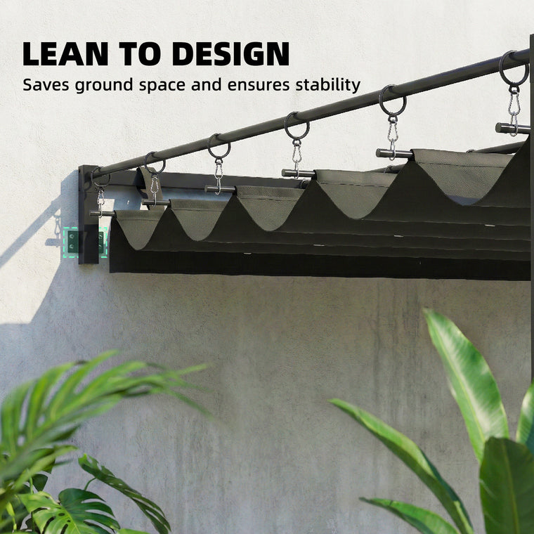 10' x 10' Dark Grey Wall-Mounted Retractable Pergola
