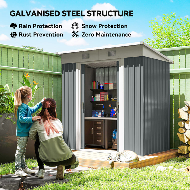 6' x 4' Metal Storage Shed with Lockable Sliding Doors and Vents