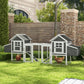 123" Extra Large Chicken Coop Wooden Poultry House Rabbit Hutch Hen Backyard with Run Ramps and Nesting Boxes, Grey