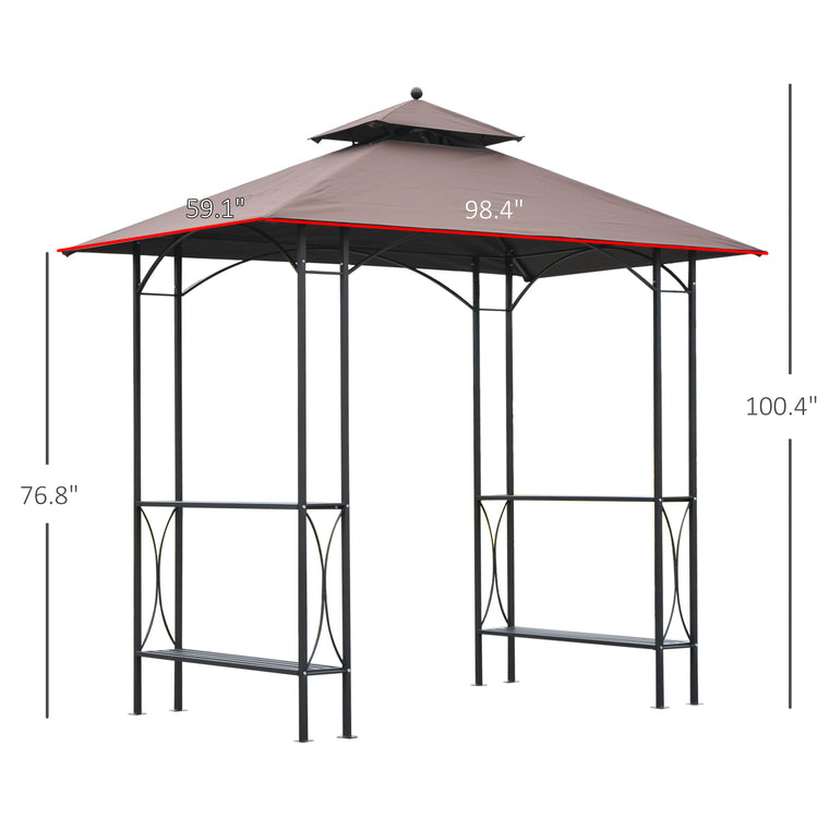 8' x 5' Double-Tiered Grill Gazebo with Shelf
