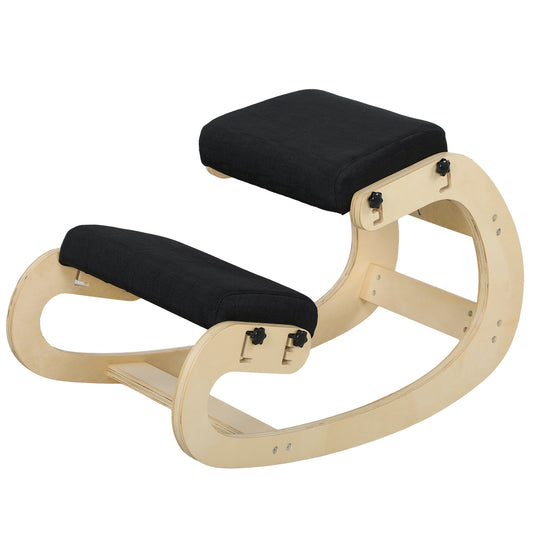 Adjustable Rocking Wood Kneeling Chair - Black