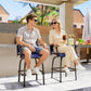 Outdoor Bar Stools Set of 2, Swivel Bar Height Chairs with High Back, Curved Armrests and Steel Frame, Navy Blue