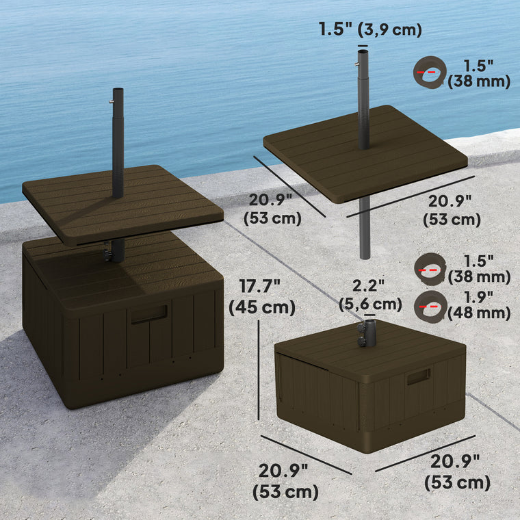 Brown Weighted Umbrella Base with Table Tray