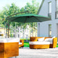 9.7ft Offset Patio UmbrellaCantilever Parasol with Crank Handle, 8 Ribs and Cross Base for Outdoor, Sun Shade, Green
