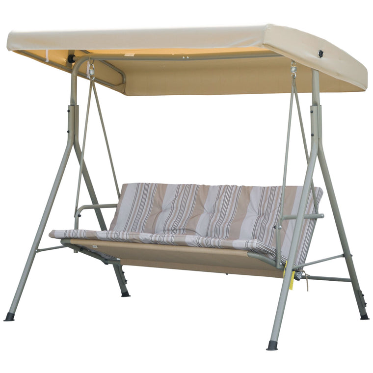 3-Seat Porch Swing Glider with Adjustable Canopy