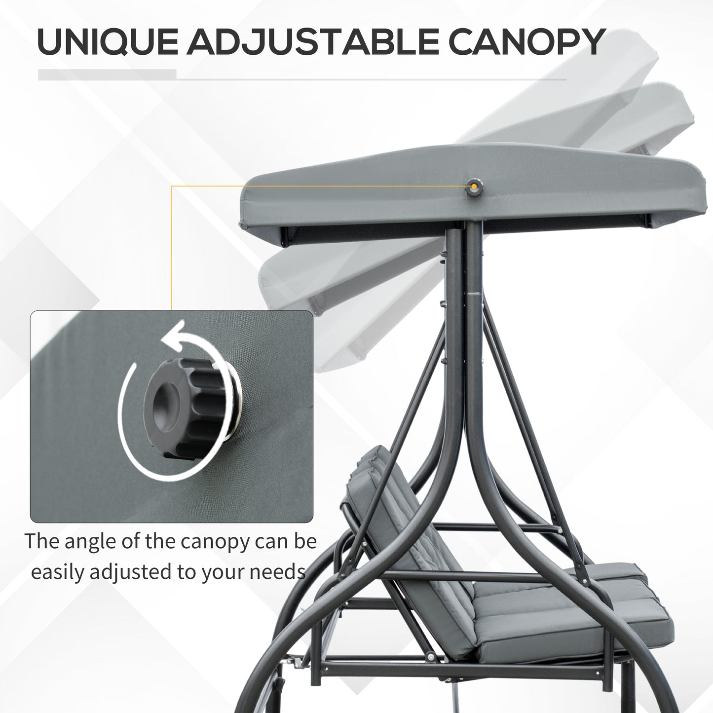 Convertible Patio Swing Bed with Canopy and Cushions, 3 Seater Porch Swing for Outdoor, Backyard, Garden, Beige