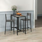 Industrial Bar Table Set Counter Height 3 Piece and 2 High Back Stools Set Dining Table Set Grey