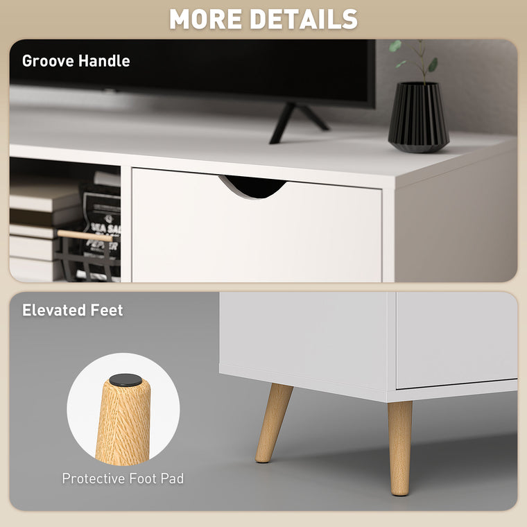 TV Stand with Drawer & 2 Cabinets, Up to 50" - White