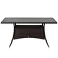 Garden Dining Table, Patio Rattan Dining Table with Glass Top, Storage Shelf for Yard, 59" x 34" x 29", Brown