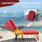 Folding Outdoor Lounge Chair with Cushion, Adjustable Backrest, Reclining Patio Garden Chair with Footrest, Wine Red